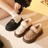 Mocassins de Pelúcia Estilo Chanel com Solado Grosso da Moda para Mulheres Inverno 2026 Novos com Aumento de Altura Sapatos Quentes de Algodão Antiderrapantes