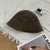 Chapéu de Pescador de Malha Vazada com Letras Estilo Coreano Tendência para Mulheres, Chapéu de Balde de Aba Larga para Primavera e Verão Que Faz o Rosto Parecer Menor, Proteção Solar, Chapéu de Balde Respirável