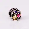 Accesorios para joyería DIY al por mayor gota de aceite Diamante aleación de plata Xizang cuentas de agujero grande pulsera de cuentas color oro rosa