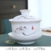 Tazón Blanco de Porcelana Dehua con Tapa Set de Té Kung Fu Tazón de Té Sancai Jing Calcomanía Cerámica Infusor de Té Jiangya de Agua de Mar Se Puede Imprimir con Logo
