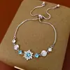 Pulsera Cuadrada con Lazo de Zirconia de Colores y Gota de Agua, Pulsera de Lujo Ligero de Moda de Gama Alta, Joyería Versátil y Elegante