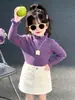 2026 Nuevo Estilo Coreano Suéter Versátil para Niñas con Adorno de Volantes Otoño Nuevo Ropa para Niños Cuello Alto Capa Base Moda