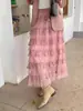 Falda de Malla para Pastel para Mujer, Nuevo Estilo Coreano Otoño 2026, Súper de Ensueño, Artesanía Pesada, Hasta la Rodilla, Adelgazante, Dobladillo Amplio, Falda de Longitud Media, Media Falda