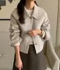 Chic coreano colección de invierno 2026: Chaqueta retro francesa, estilo nicho, de un solo botón, mezcla de lana simple para mujer