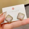 Brincos Quadrados Geométricos de Cristal Boêmio para Mulheres, Luxo Leve, High-End, Brincos Retro de Nicho, Acessórios de Orelha Versáteis Populares