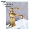Lavabo de mostrador de bambú antiguo para exterior e interior Lavabo de cobre estilo europeo antiguo de un solo orificio Lámpara mágica Lavabo de mostrador Grifo de agua fría y caliente