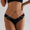 Joyería Transfronteriza Europea y Americana Cadena de Cintura de Perla Artificial Sexy para Chicas Calientes Accesorios de Cadena Corporal Simples Personalizados Versátiles para Playa para Mujeres