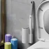 Set de Escobilla de Baño Desechable para Uso en el Hogar con Cabezales de Repuesto, Sin Puntos Muertos, Herramienta de Limpieza para Baño Montada en la Pared