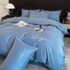 Edredón de algodón ligero de lujo de cuatro piezas con bordado de algodón para dormitorio de estudiantes, sábanas sencillas de tres piezas, ropa de cama al por mayor