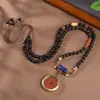 Novo Colar de Pérolas Retrô Tecido à Mão Estilo Xizang Cordão com Pingente Thangka Cordão Zakilam Cordão para Pescoço Estilo Xizang Pescoço