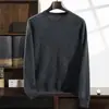Suéter Básico de Cachemira 2026 Otoño e Invierno Nuevo para Hombre, Cuello Redondo, Corte Holgado, para Negocios Casual de Edad Media, Suéter Pulóver Liso