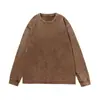 230g todo algodón lavado vintage corte holgado retro cuello redondo manga larga uniforme de grupo de pareja ropa de trabajo con logo personalizado