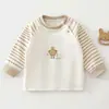 Camiseta infantil de manga comprida para primavera e outono, novas roupas para meninos, roupas de algodão de cor sólida para meninos, tops de bebê, camisetas básicas para outono e inverno