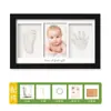 Bebé Cien Días de Edad Huella de Mano y Pie Hueco Marco de Fotos DIY Huella de Pata de Mascota Conmemorativa Almohadilla de Tinta para Mano y Pie de Bebé como recuerdo