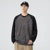Sudadera con capucha de capa de aire 360 g estilo retro americano para hombre, Novedad Primavera/Otoño 2026, Mangas raglán, Top de manga larga a la moda para hombre