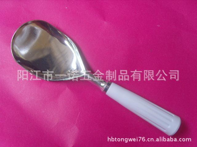 P-008M胶柄饭勺铝合金塑料柄饭勺沙拉手沙拉更叉勺长23.