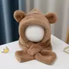 Bufanda Sombrero de Peluche de Dibujos Animados para Niños Otoño e Invierno Orejera Linda Integrada Sombrero de Bebé Cálido Sombrero de Muñeca Súper Lindo Resistente al Viento