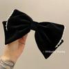[HHBABY KR] Corea del Sur estilo Chanel retro francés terciopelo Pinza de pelo de lazo de perla pinza de resorte pinza superior