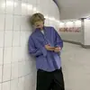 Camisas de Manga Larga Bordadas a Cuadros Azules Estilo Retro Americano para Hombres y Mujeres, Holgadas y Casuales, Camisas y Chaquetas Versátiles, Modernas