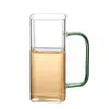 Taza de Vidrio de Borosilicato Alto para Té Verde y Té Negro, Engrosada para Bebidas Frías, Adecuada para Uso en Oficina y Hogar, Forma Cuadrada con Asa, Resistente al Calor y al Frío