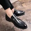 Zapatos de Cuero para Hombre con Remaches Slip-On de Moda Cruzados Talla Grande Formal Casual de Negocios Mocasines Negros Zapatos de Hombre