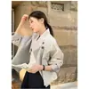 Gabardina corta de cuello alto coreana para mujer, primavera y otoño, corte holgado, manga larga, para petite, chaqueta casual de alta gama