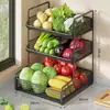 Estante de Almacenamiento de Cesta para Verduras de Cocina Encimera Doméstico Multicapa Simple Caja de Almacenamiento Dedicada para Verduras, Condimentos, Cebollas, Jengibre, Ajo