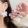 Pendientes de resina de tinta florales retro súper de hadas para mujer, diseño de nicho, sentido del temperamento, exagerados, combinan con todo, pendientes con pasador de plata 925 ~