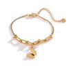 Aogu Europeo y Americano Más Vendido Moda Simple Joyería de Mano Nicho de Alta Gama Versátil Pulsera de Acero de Titanio con Colgante de Mariposa Chapada en Oro de 18K