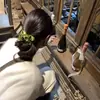 Romance Primaveral~ Goma para el Cabello de Satén Color Aguacate, Cuerda para Coleta Estilo Bosque Fresco, Goma para Moño, Herramienta de Peinado