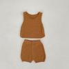 Estilo Verano 2026 Ins Suéter Tejido para Bebé Chaleco Delgado Top Abierto con Botones + Pantalones Cortos Conjunto de 2 Piezas para Niños y Niñas