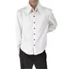Camisa Rayada Blanca de Cuello Alto para Hombre Estilo Lujo Ligero de Primavera Tacto de Alta Gama Camisa de Manga Larga Ropa de Abrigo Superior para Hombre de Primavera