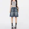 Jeans Retro Americanos de Cinco Puntos para Mujer, Shorts Delgados de Verano de Cintura Alta Adelgazantes de Pierna Ancha con un Diseño Holgado de Pierna Recta