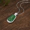 Collar de Plata Esterlina S925 con Calcedonia Natural Incrustada Sin Marca de Incidente para Mujer Lujo Ligero Colgante de Alta Gama Moda Nacional Colgante de Jade Cadena Clavicular