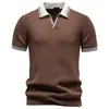 2026 Verano Transfronterizo para Hombre Casual de Negocios Bloque de Color Manga Corta Camisa Polo Top de Punto para Hombre