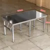 Mesa plegable de acero inoxidable engrosada para uso doméstico, mesa rectangular larga para uso comercial, puesto de barbacoa al aire libre, mesa de comedor portátil