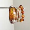 Pulseras Doradas Vintage Apilables para Mujer, Brazaletes Abiertos Ligeros de Lujo de Gama Alta para Verano, Joyería Retro de Nicho