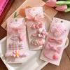 4 Novos Presilhas de Cabelo de Laço de Gaze de Neve Rosa Primavera, Versátil para Crianças Doces, Acessórios de Cabelo Rosa Rosa Coreanos