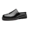 Zapatos Casuales de Media Pantufla con Suela Gruesa para Aumentar Altura, sin Cordones, Punta Cuadrada, Estilo Birkenstock para Viajar, Zapatos de Cuero para Hombre para Exteriores, Zapatos Derby para Hombre