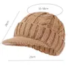 Chapéu de Bico de Pato Masculino para Outono e Inverno, Proteção Térmica para Orelhas, Forrado com Lã Sintética, Espessado, Chapéu de Lã Trançado, Transfronteiriço