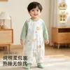Macacão de bebê, primavera/outono, algodão puro, Classe A, macacão de manga longa, unissex, com pernas separadas, saco de dormir para bebê, pijamas infantis e roupas de casa