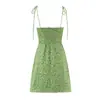 Vestido Feminino Transfronteiriço 2026 Moda Europeia e Americana Slim-Fit Estampa Floral Pequena com Alça de Amarração na Cintura G57730