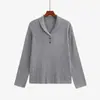 Suéter casual de punto trenzado retro para mujer talla grande, colección otoño 2026, con cuello camisero, corte holgado y un estilo suave y delicado, perfecto como capa base. 25036