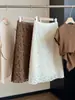 Falda midi de retazos de encaje suave estilo francés para mujer, nueva colección de otoño, elegante de cintura alta, versátil, adelgazante, línea A