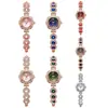 Artículo popular de comercio exterior: Reloj de Cuero con Cordón para Mujer Incrustado de Pedrería con Pulsera de Calcedonia, Ajustable Libremente, Elegante y a la Moda, Reloj de Cuarzo