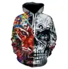 Nuevo Sudadera con Capucha Casual de Impresión Digital 3D de Calavera Tendencia Transfronteriza para Hombre