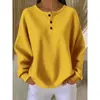 Em estoque cross-border Amazon comércio exterior moda gola redonda malha waffle 2025 outono/inverno novo cor sólida pulôver top solto