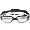 Nuevas e innovadoras gafas de natación de una pieza con tapones para los oídos profesionales impermeables con revestimiento mc7000 para hombres y mujeres antivaho
