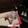 Joyería Retro Día y Noche Estrella Paloma Huevo Piedra Preciosa Anillo Banquete Alta Definición Doble Mariposa Diamante Destellante Conjunto de Anillos