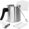 Olla para verter para hacer velas de aluminio incluyendo cuchara para mezclar, 5 dispositivos de centrado, 60 mechas para velas y pegatinas